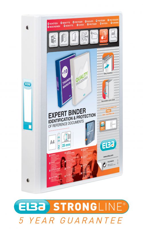 Elba Vision Ring Binder A4 25mm 2 O-Ring White 100080889