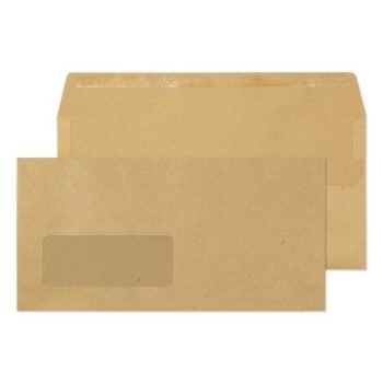 Envelopes DL Manilla Wallet Window Self Seal 80gsm 110x220mm Ref:11884 - Pack 1000