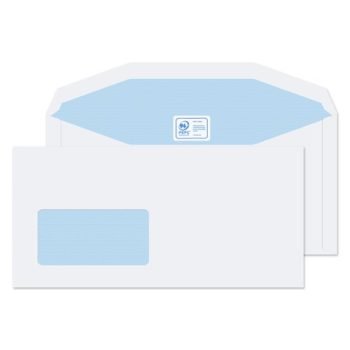Envelopes DL+ White Mailer Window Gummed 90gsm 114x235mm Ref:3904 - Pack 1000