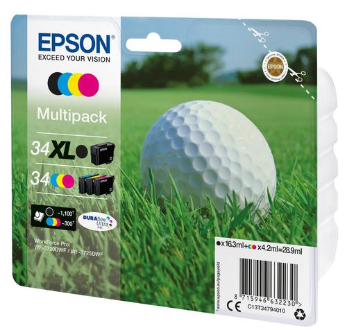 Epson Inkjet Cartridges 34XL Black 34 Colours Multipack C13T34794010 Golf Ball
