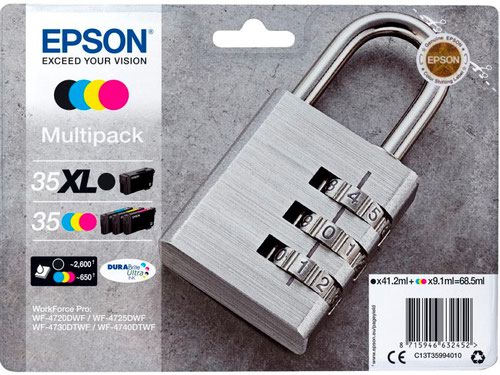 Epson Inkjet Cartridges 35XL Black 35 Colours Multipack C13T35994010 Padlock