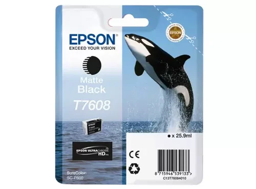 Epson T7608 Matte Black Inkjet Cartridge 25.9ml C13T76084N10 Killer Whale