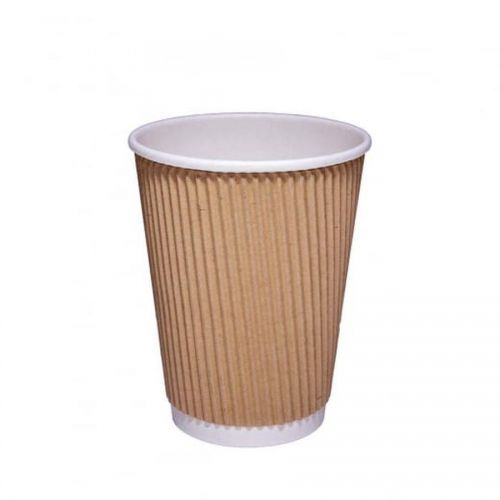 Hot Drink Cups Kraft Ripple 12oz 511053 - Pack 25