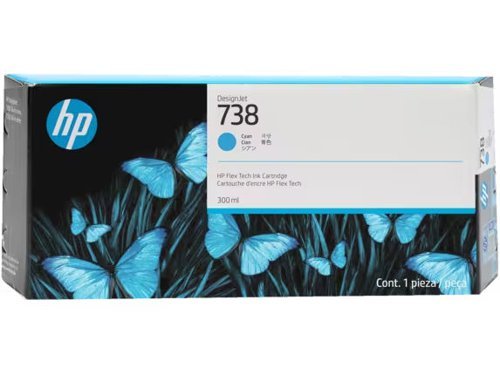 HP 738 Cyan Standard Capacity Ink Cartridge 300ml 676M6A