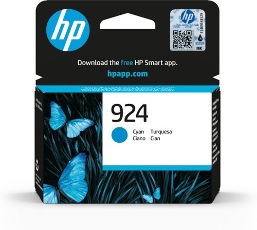 HP 924 Cyan Standard Ink Cartridge 400 Pages 4K0U3NE
