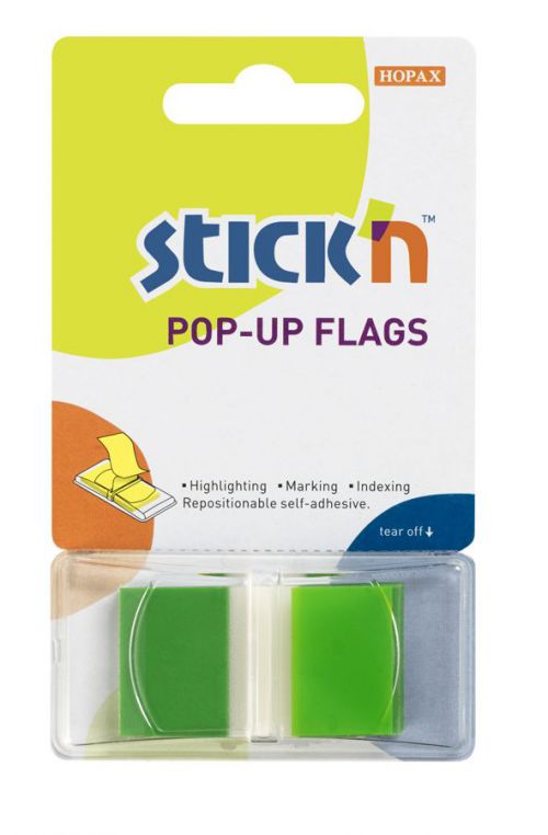 Pop-Up Flags Page Markers 45x25mm Green 26023 - Pack 50