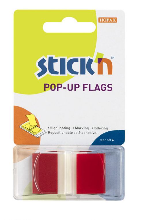 Pop-Up Flags Page Markers 45x25mm Red 26021 - Pack 50