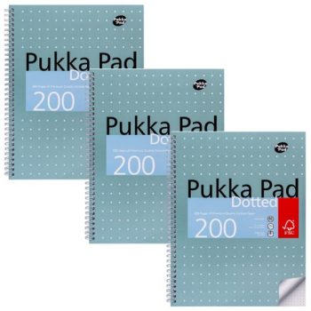 Pukka Pad Metallic Jotta Notepad Wirebound A4 5mm Dotted Grid JM018DOT - Pack 3