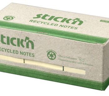 Recycled Sticky Notes 38x51mm Yellow 100 Sheets 21407Y - Pack 12