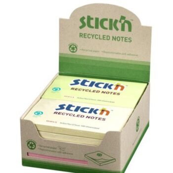 Recycled Sticky Notes 76x127mm Assorted Colours 100 Sheets 21435WP - Pack 12