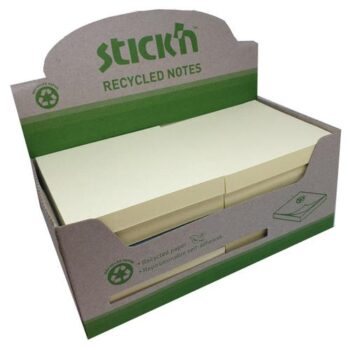 Repositionable Sticky Notes 76x76mm Recycled Yellow 21795 - Pack 12