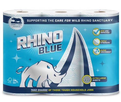 Rhino Blue Kitchen Roll 3 Ply 1105233 - Pack 3
