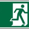 Safety Sign Fire Exit Man Running Right Arrow Down Semi-Rigid 450x150mm SP124SRP