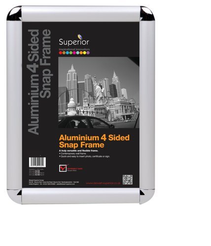 SECO A4 Snap Frame with Round Corners 25mm Silver ROUNDA4