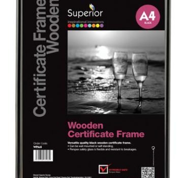 SECO A4 Wooden Certificate Frame Black WPA4