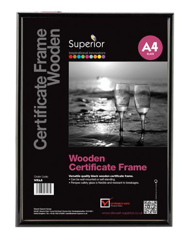 SECO A4 Wooden Certificate Frame Black WPA4