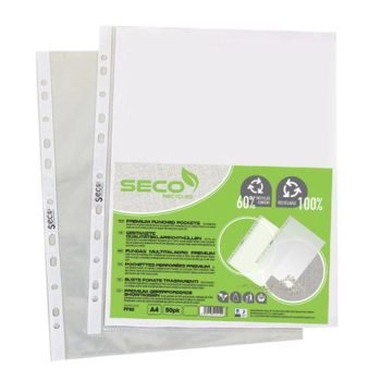 SECO ECO Biodegradable Multi Punched Pockets A4 80 Micron PP80 - Pack 50
