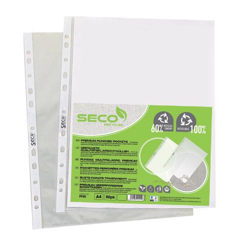 SECO ECO Biodegradable Multi Punched Pockets A4 80 Micron PP80 - Pack 50