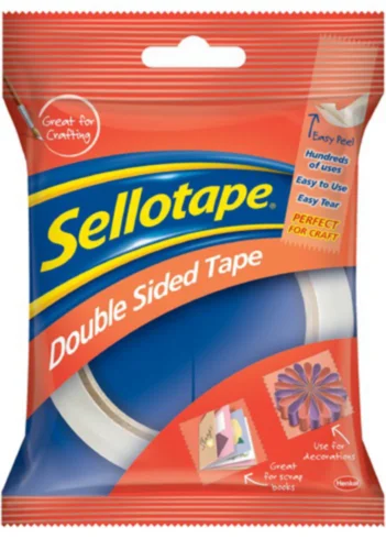 Sellotape Double Sided Tapes Strong Adhesive 12mm x 33m 1589241 - Pack 8