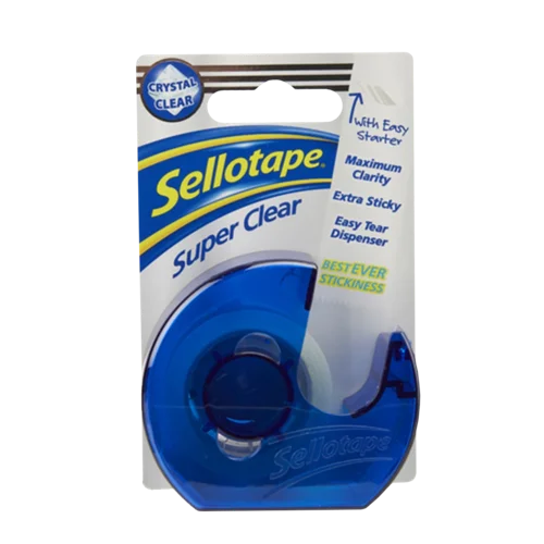 Sellotape Super Clear Tapes and Dispenser 18mm x 15m 1765966 - Pack 6 Rolls