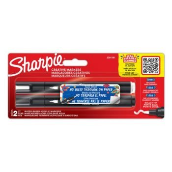 Sharpie Creative Marker Acrylic 2 Paint Markers Bullet Tip Black White 2201181