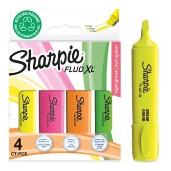 Sharpie Fluo XL Highlighters Chisel Tip Assorted Colours 2190473 - Pack 4