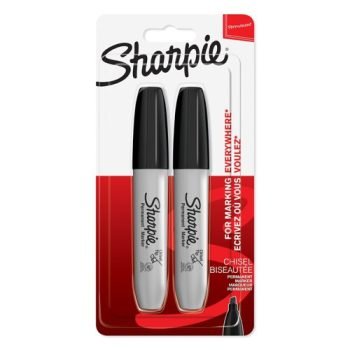 Sharpie Permanent Markers Chisel Tip Black 1986195 - Pack 2