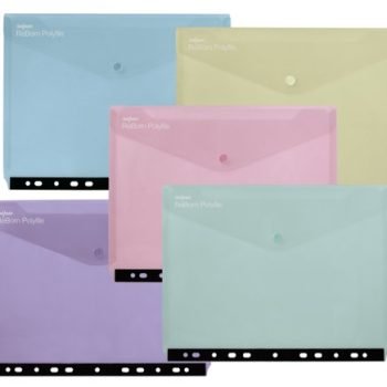 Snopake ReBorn A4 Polyfile Binder Popper Wallet Pastel 15916 - Pack 5