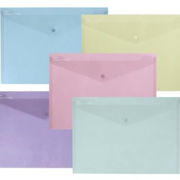 Snopake ReBorn A4 Polyfile Popper Wallet Pastel 15912 - Pack 5