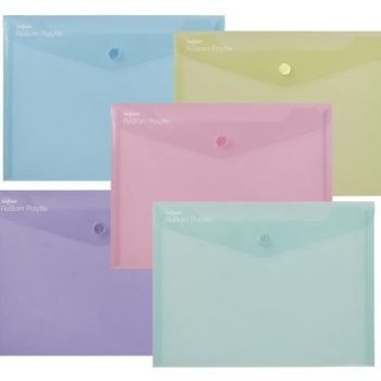 Snopake ReBorn A5 Polyfile Popper Wallet Pastel 15910 - Pack 5