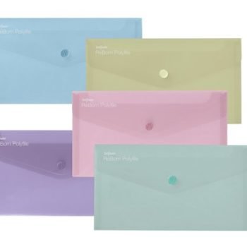 Snopake ReBorn DL Polyfile Popper Wallet Pastel 15908 - Pack 5