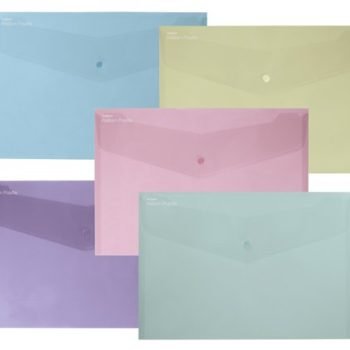 Snopake ReBorn Foolscap Polyfile Popper Wallet Pastel 15914 - Pack 5