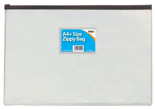 Tiger Zippy Bags A4 Clear with Assorted Colour Zips 300500x12 - Pack 12