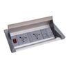 Aero fliptop in-table power module 2 x UK sockets  2 x RJ45 sockets grey/silver - APD2PINF/1S/2D-K