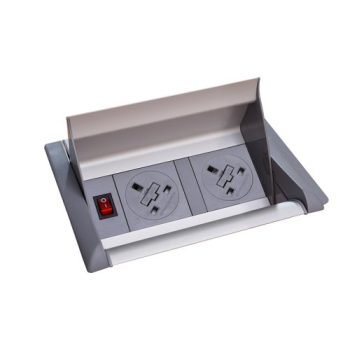 Aero fliptop in-table power module 2 x UK sockets grey/silver - APD2PINF/1S-K
