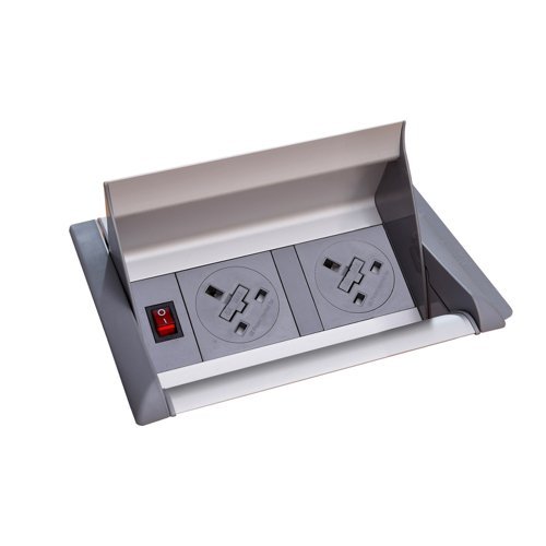 Aero fliptop in-table power module 2 x UK sockets grey/silver - APD2PINF/1S-K