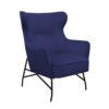 Alpha high back lounge chair with black metal frame dark blue - ALP01-DB