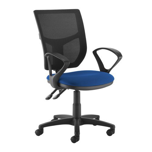Altino mesh back PCB operator chair with fixed arms blue - AH11-000-BLU
