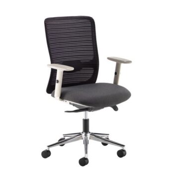 Arcade black mesh back operator chair with grey fabric seat light grey frame and chrome base - ARC300T1-G