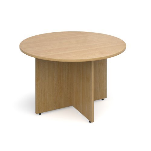 Arrow head leg circular meeting table 1200mm oak - RT12O