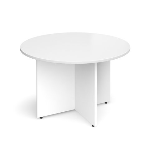 Arrow head leg circular meeting table 1200mm white - RT12WH