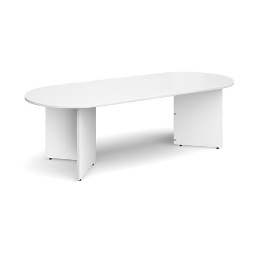 Arrow head leg radial end boardroom table 2400mm x 1000mm white - EB24WH