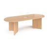Arrow head leg radial end boardroom table 2400mm x 1000mm with central cutout 272mm x 132mm beech - EB24-CO-B