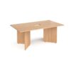 Arrow head leg rectangular boardroom table 1800mm x 1000mm with central cutout 272mm x 132mm beech - EB18-CO-B