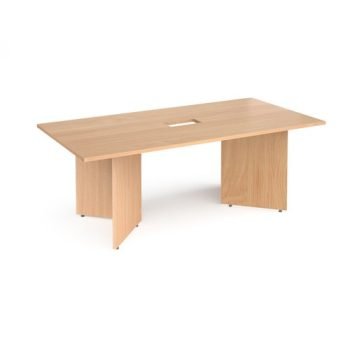 Arrow head leg rectangular boardroom table 2000mm x 1000mm with central cutout 272mm x 132mm beech - EB20-CO-B