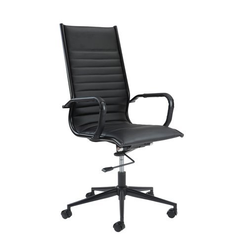 Bari high back executive chair black frame black faux leather - BARI300T1-K