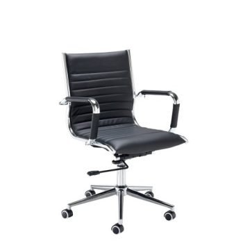 Bari medium back executive chair black faux leather - BARI200T1