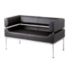 Benotto reception 2 seater chair 1270mm wide black faux leather - BEN50002