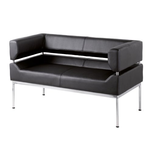Benotto reception 2 seater chair 1270mm wide black faux leather - BEN50002