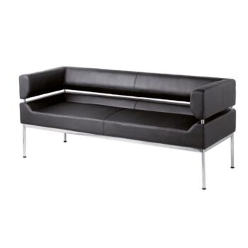 Benotto reception 3 seater chair 1770mm wide black faux leather - BEN50003
